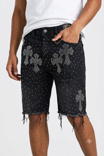 Short Black Cross Rhinestone