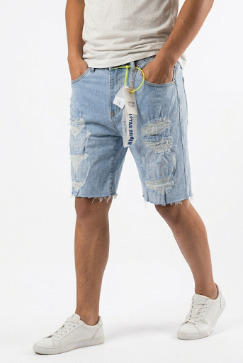 Short Light Blue Ripped