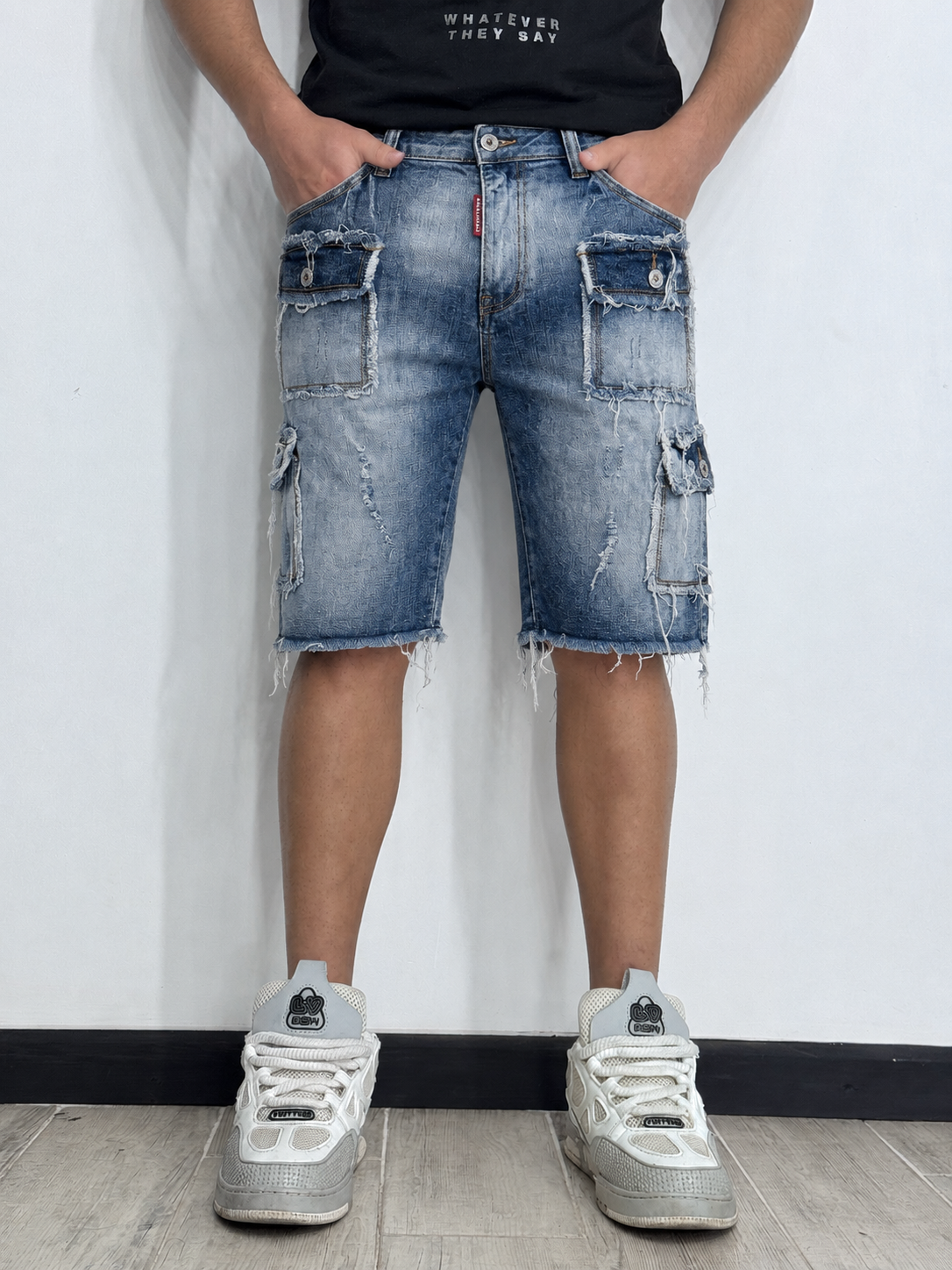 Short Cargo Blue Destroyed