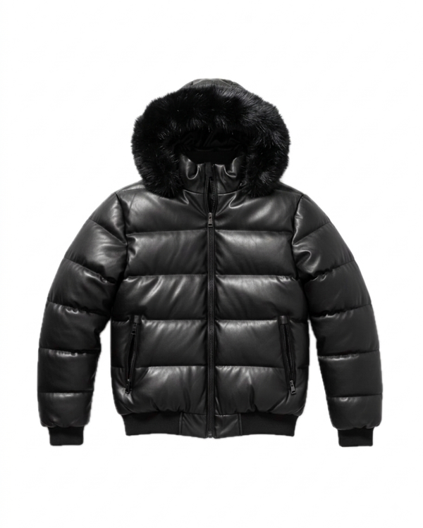 Chaqueta Puffer Ecocuero Hooded
