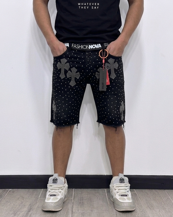 Short Black Cross Rhinestone