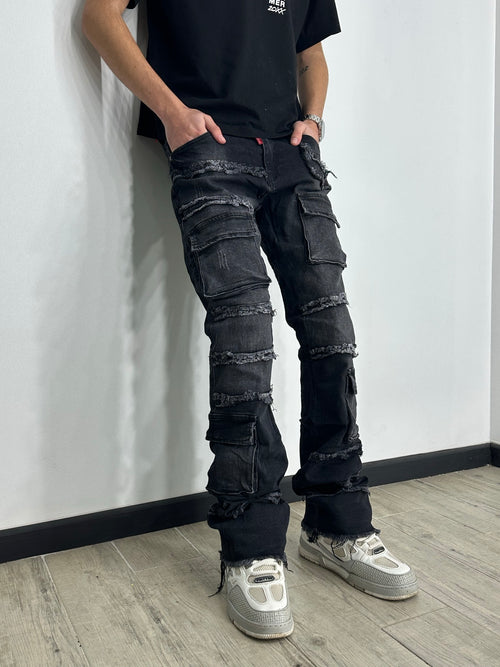 Cargo Denim Black Destroyed SVO